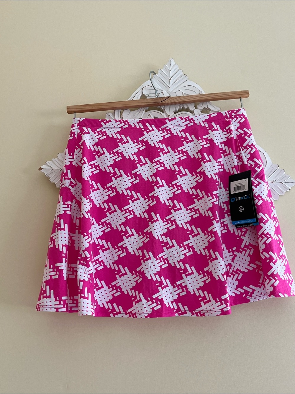 IBKUL Hot Pink & White Houndstooth Print Skort NWT - Picture 2 of 9